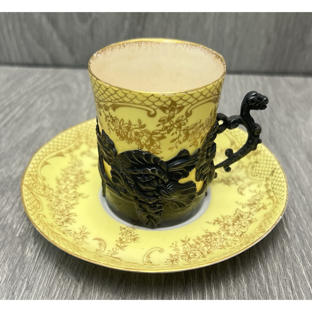 Staffordshire‎ Eggshell Demitasse Teacup & Saucer 179250 Shreve & Co Sterling